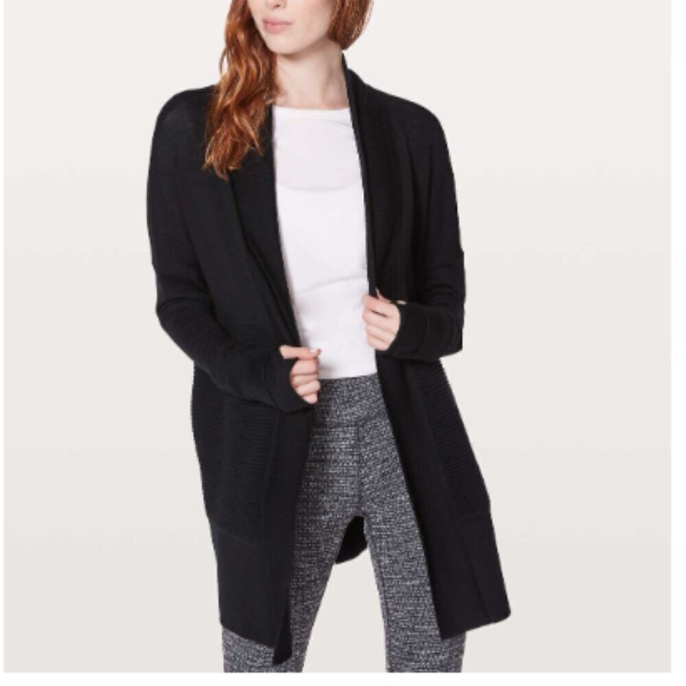 lululemon athletica Black Open-Front Long Cardigan